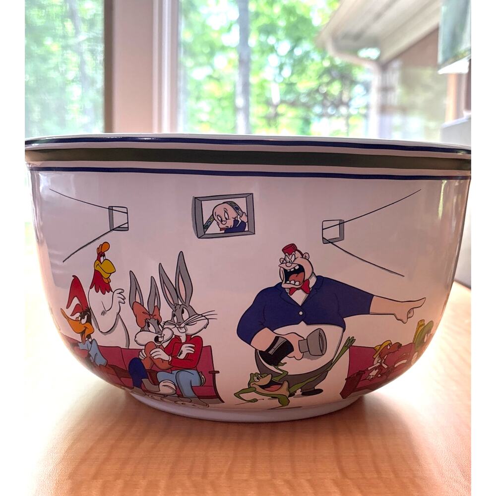 Looney Tunes Warner Bros 1995 Ceramic Popcorn Bowl Vintage Collectible
